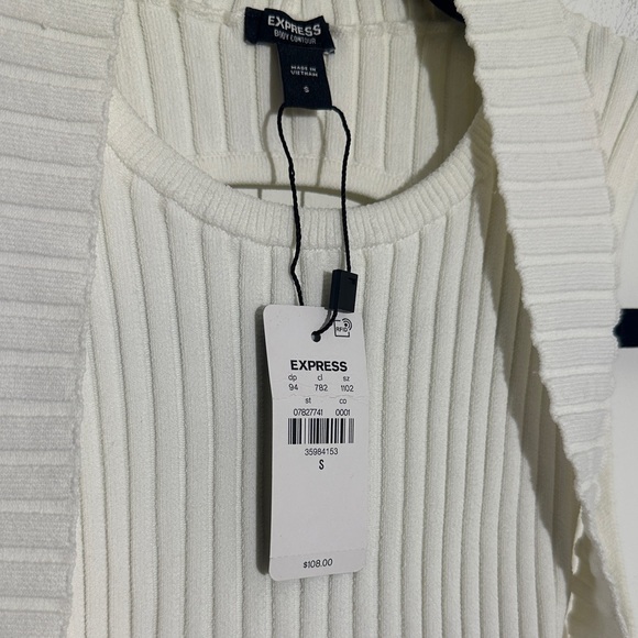 Express Ivory Ribbed Backless Dress - Picture 3 of 10